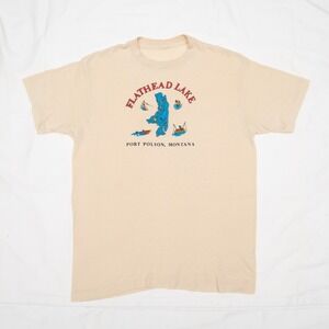Vintage 70s Port Polson Montana Flathead Lake Tourist Shirt Medium No‎ Tags